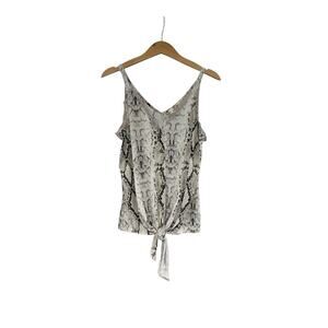 Blu Pepper Boutique Tie Front Lace Trim Tank Top Cami Snake Womens Large New